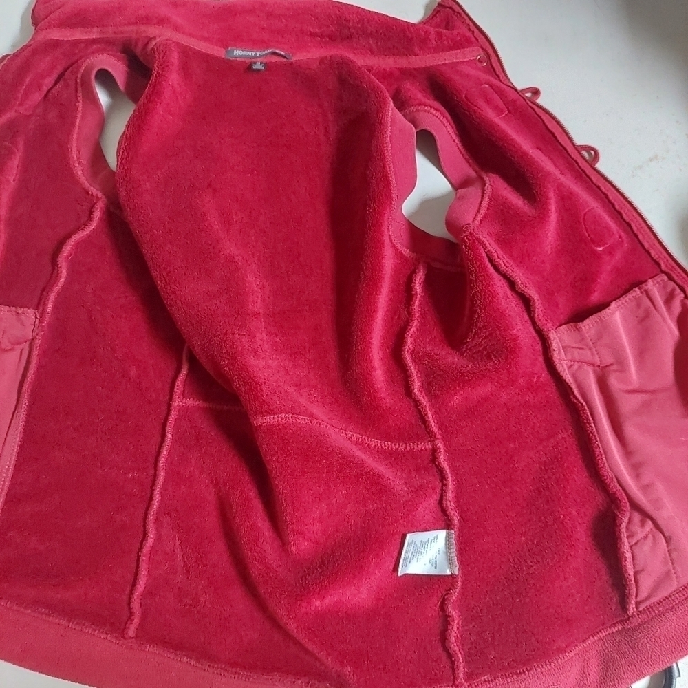Horny Toad Dark Red Vest Fleece Full Zip Pockets Three Loop Buttons Size S - Picture 8 of 14